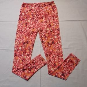 LuLaRoe Leggings Women's One Size Pink Floral Bottoms Skinny Leg Pants